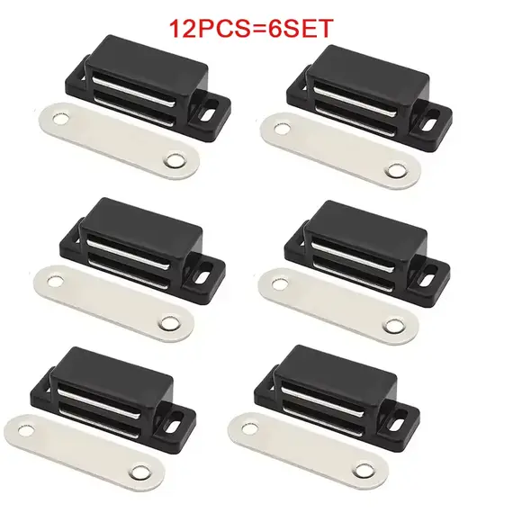 12 Pieces Cupboard Kitchen Furniture Magnetic Cabinet Door Latch Closures White Plastic Strong Powerful Magnet Catch