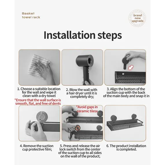 Multifunctional Suction Cup Rack Kitchen Utensils Storage Wall Mounted Spice Holder Bathroom Organizer No Drilling Required