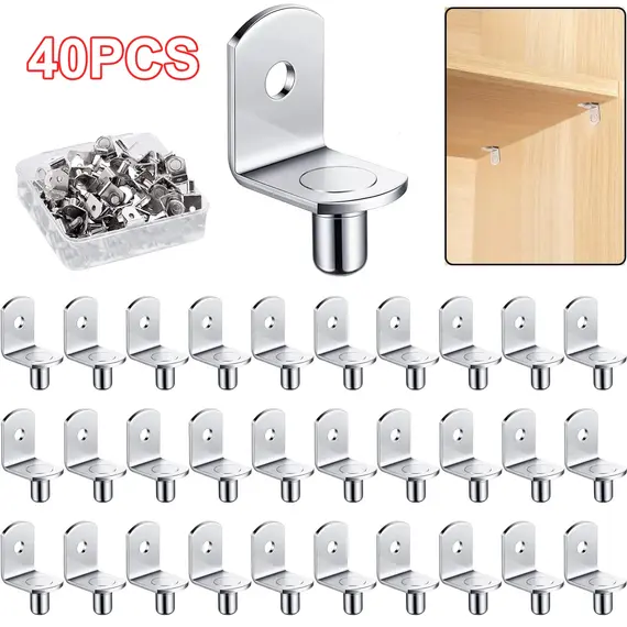 40Pcs Shelf Brackets Support Studs Pegs 5mm Metal Pin Shelves Seperator Furniture Shelf Wall Mount Bracket Holder For Cabinet