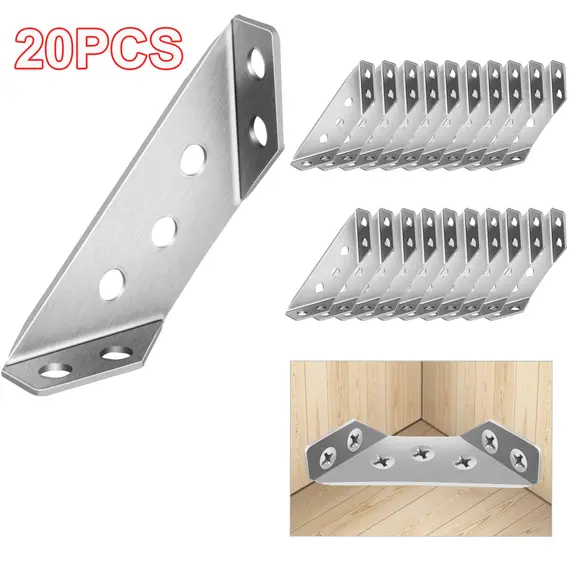 20/40pcs Stainless Steel Angle Bracket Universal Furniture Right Angle Fixed Bracket Cabinet Trapezoidal Layer Board Connector