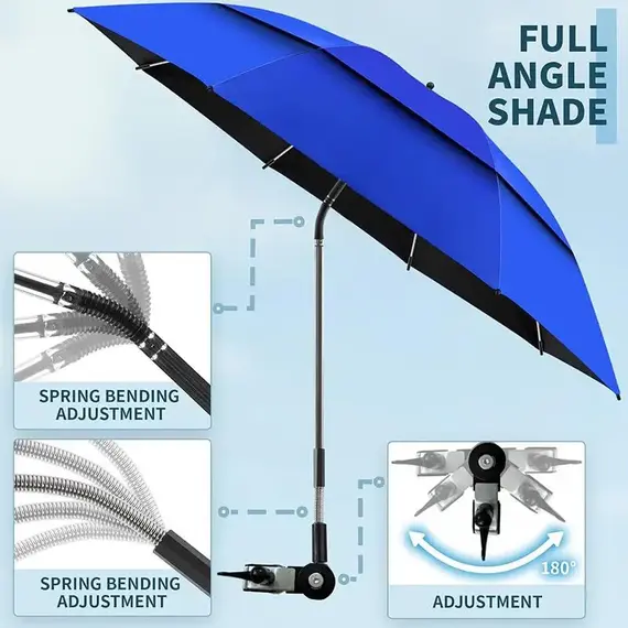 Adjustable Beach Chair Umbrella Outdoor Lightweight Clamp-on Umbrella Multi-functional Stroller Umbrella Wheelchair Stroller