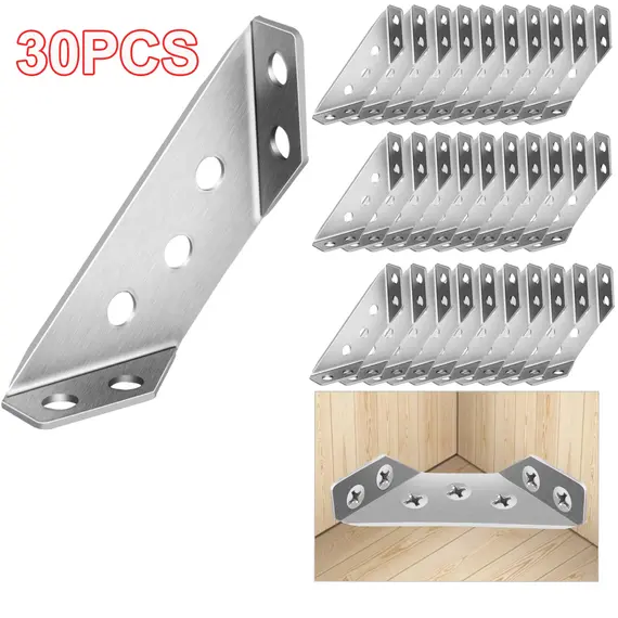 20/40pcs Stainless Steel Angle Bracket Universal Furniture Right Angle Fixed Bracket Cabinet Trapezoidal Layer Board Connector