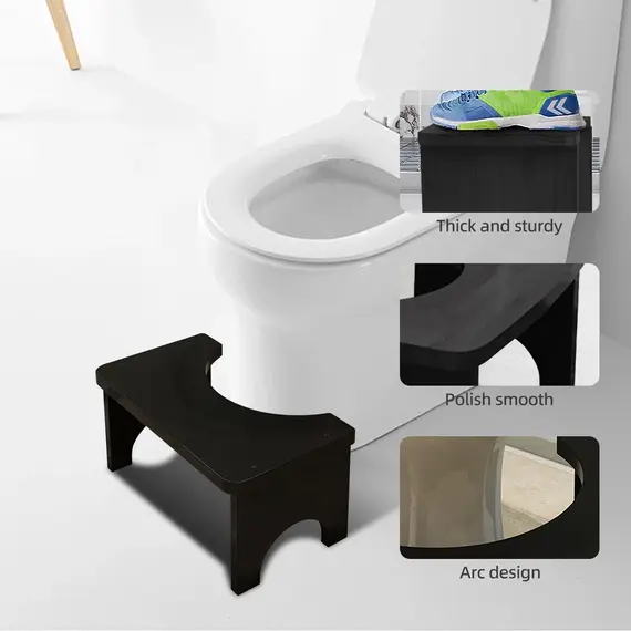 Sturdy Portable Bamboo Toilet Squat Stool for Adults,Wide and Stable,Bathroom Potty Stool,Easy to Use and Clean, Portable Design