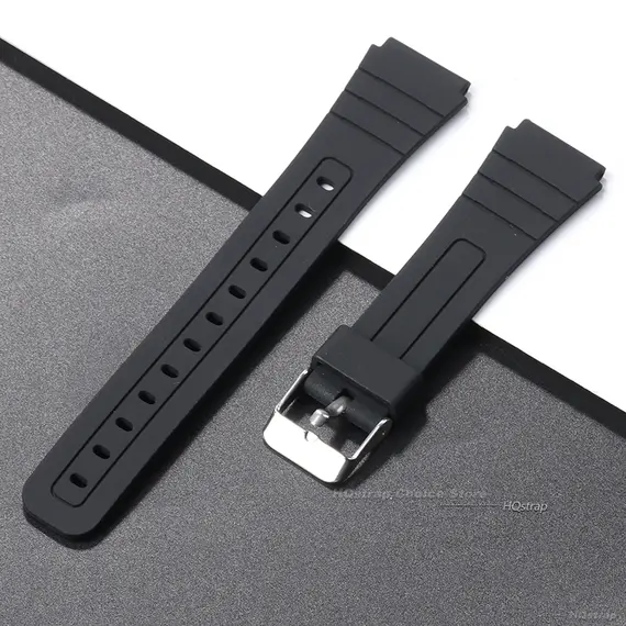 18mm Silicone Watch Strap for Casio W800H Soft Watchband Black Rubber Bracelet for SGW400 F91W F84 F105/108/A158/168 AE1200/1300