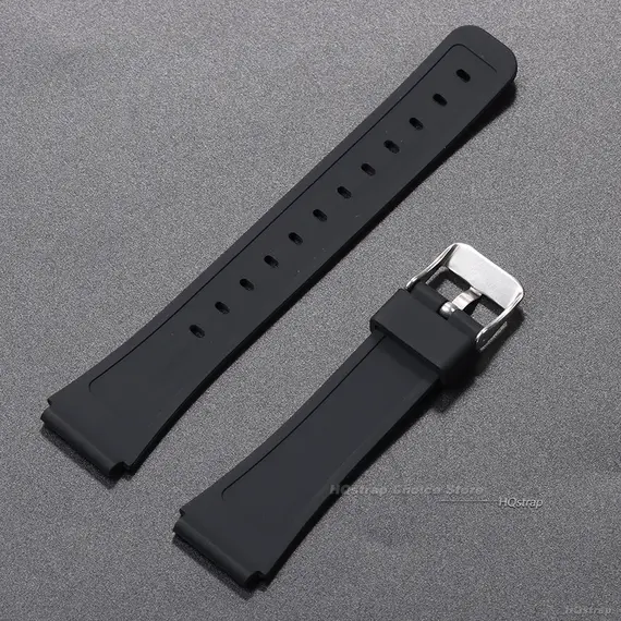 18mm Silicone Watch Strap for Casio W800H Soft Watchband Black Rubber Bracelet for SGW400 F91W F84 F105/108/A158/168 AE1200/1300