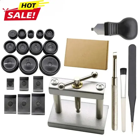 23PCS Professional Watch Press Set Watch Back for CASE Closing Tool & Fitting Dies Watch Repairing Tool Die Kit for Watchmaker