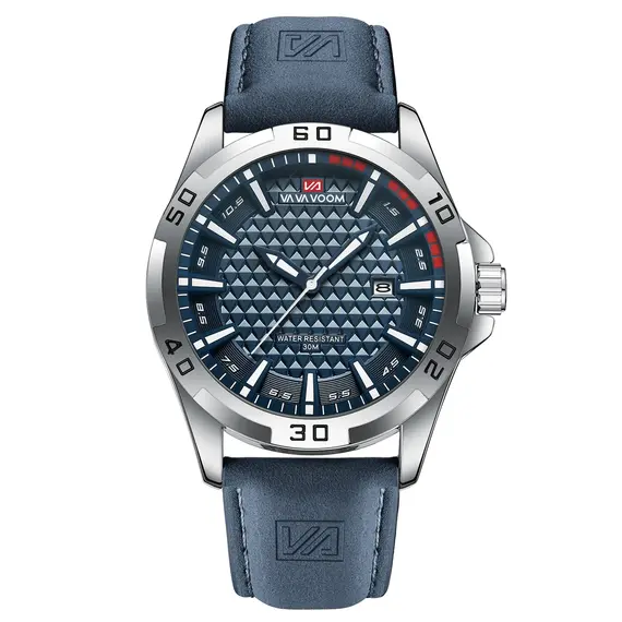 VA VA VOOM Men Casual Sport Military Quartz Calendar Wrist Watch for Man Business Leather Waterproof Male Clock Relogio Masculin