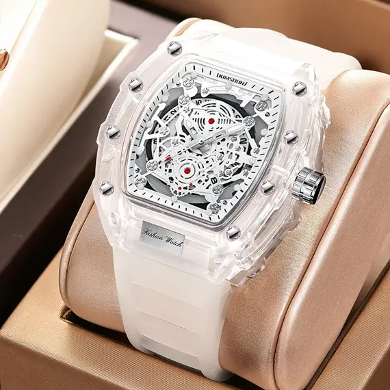 UTHAI BK134 Fashionable Men Watch Barrel Shaped Transparent Waterproof Quartz Watch Sports Clock Gift Watches for Man