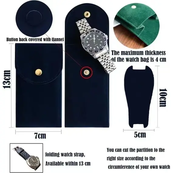 Embers Watch Bag Blue Black Green Watch Box Flannelette Gift Box Travel Storage Case Durable Portable Watch Dust Protection Case