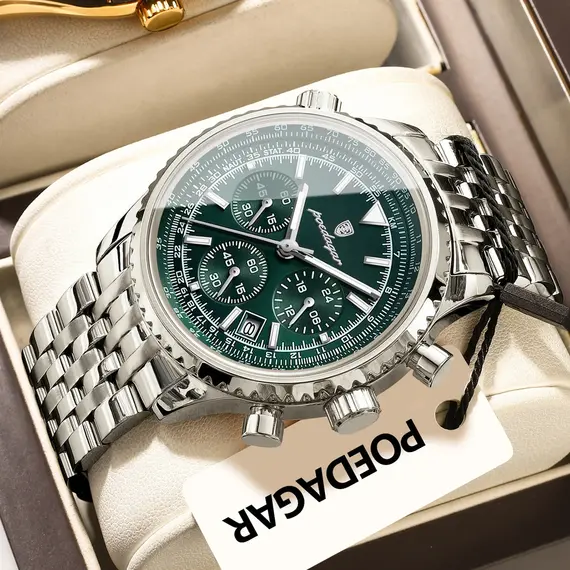 POEDAGAR Business Men's Wristwatch Waterproof Luminous Date Chronograph Luxury Man Watch Quartz Stainless Steel Watches For Men