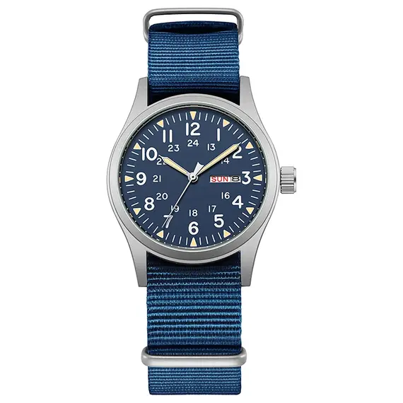 TPW 2026 Luminous 38mm Men's Field Watch Easy Read Fabric Strap 24hr Display Date Day Function Quartz Movement