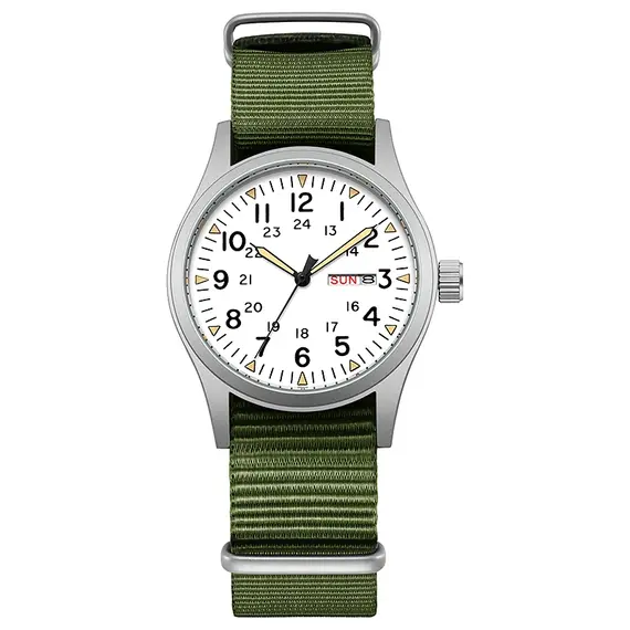 TPW 2026 Luminous 38mm Men's Field Watch Easy Read Fabric Strap 24hr Display Date Day Function Quartz Movement