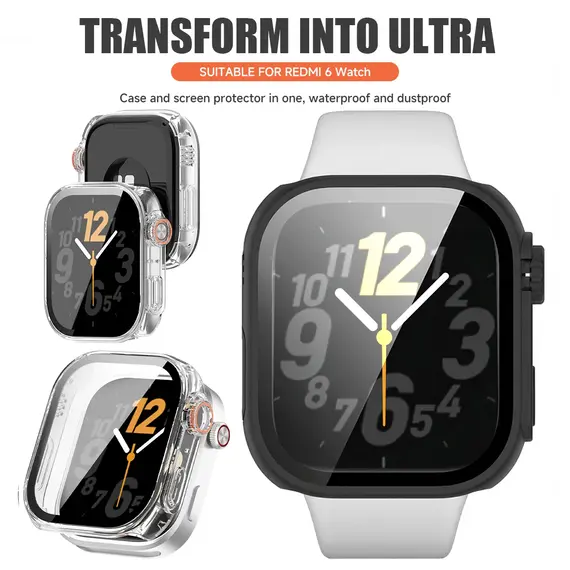 PC Case+Glass for Xiaomi Redmi Watch 6 Screen Protector Change To Ultra Anti-scratch Bumper Protective Cover for Redmi Watch 6