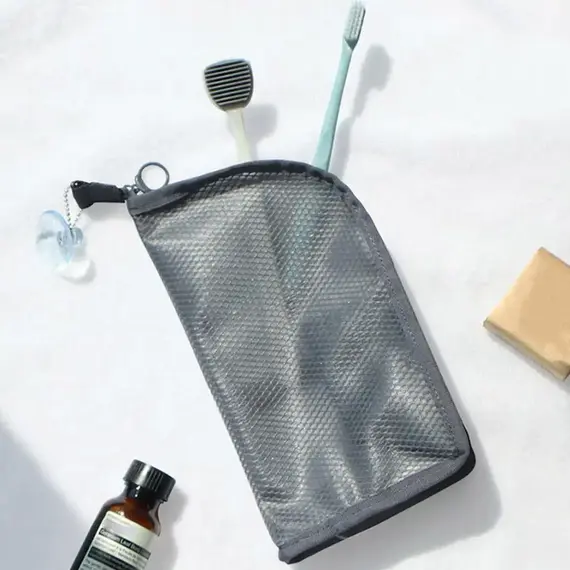 Standing Mesh Toiletry Bag Women Portable Cosmetic Makeup Organizer Travel Waterproof Toothbrush Storage Case Beauty Pouch