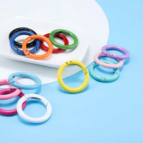 10/50Pcs Metal O Ring Spring Clasp Openable Round Carabiner Keychain Clips Hook Dog Chain DIY Jewelry Buckle Connector