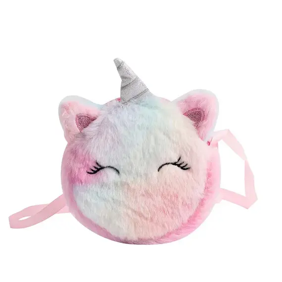 Kids Fashion Plush Shoulder Bag Cute Cartoon Unicorn Wallet Girls Handbag Baby Accessories