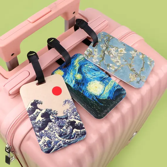 Oil Painting Plastics Baggage Tag Artistic Suitcase Backpack Anti-Lost Listing ID Card Holder Fashion Luggage Accessories Gifts
