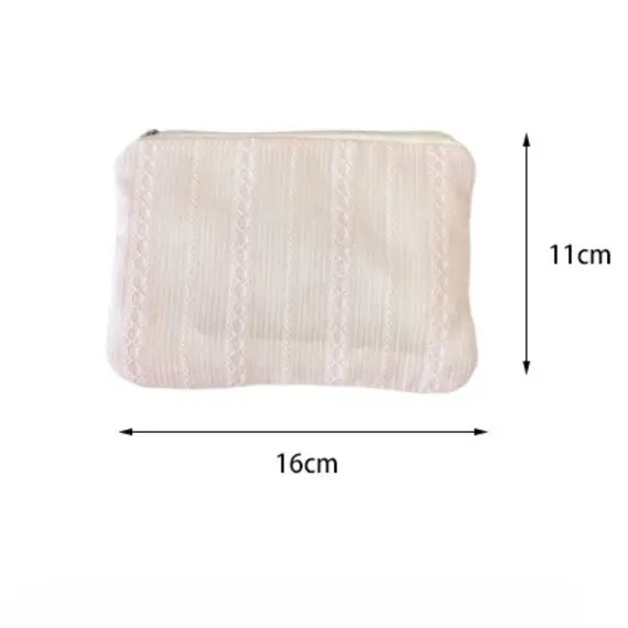 New Stripe Mini Makeup Lipstick Storage Pouch Coin Purse Cute Women Cosmetic Organizer Bag Sanitary Napkins Storage Bag