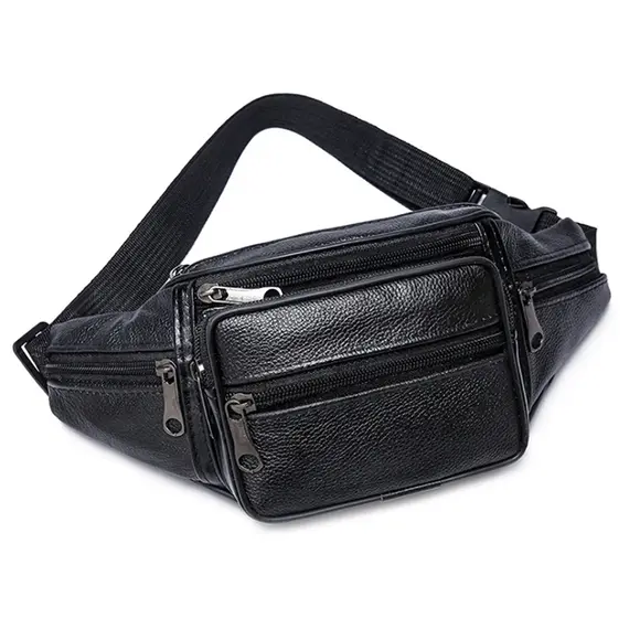 Men's Waist Pack PU Leather Bag Waist Belt Bag Male Artificial Leather Fanny Pack Fashion Luxury Small Shoulder Bags For Men