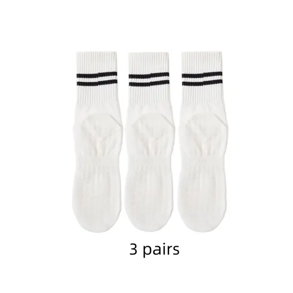 3 Pairs of Yoga Socks, Medium Length Socks, Pure Cotton Anti-Slip Silicone Indoor Fitness Pilates, Women's Sports Socks Wholesal