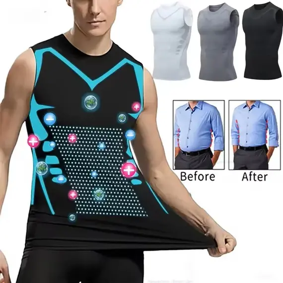 New Summer Fitness Compression Shirt For Men Shaping Sleeveless Therapy Vest Male Ice-Silk Compression Tank Tops Body Shapewear
