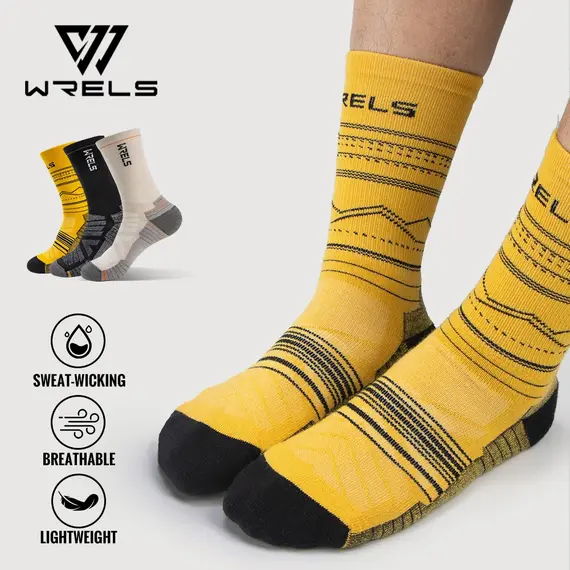 WRELS Merino Wool Socks Hiking Lightweight Shock Absorption Damping Mid-Calf Ankle Socks Running Sport Merino Wool Socks