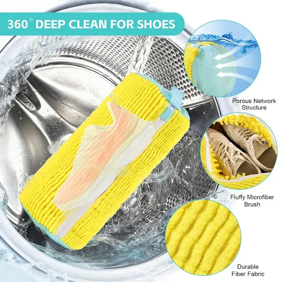 Durable Shoe Washing Machine Bag for All Shoe Types with Zipper for Sneakers and Casual Shoes Laundry  Reusable Shoe Wash Bag