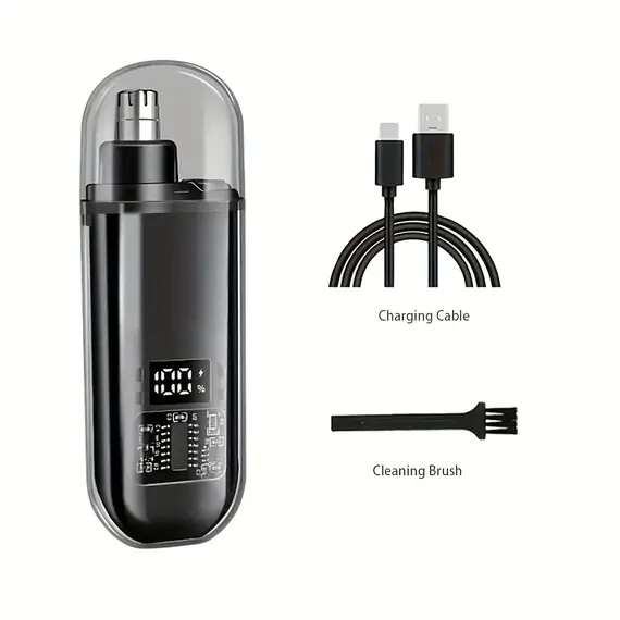 Men's Nose Hair Trimmer USB Rechargeable Electric Nose Ear Hair Clipper LED Display Portable Grooming Tool