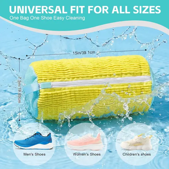 Durable Shoe Washing Machine Bag for All Shoe Types with Zipper for Sneakers and Casual Shoes Laundry  Reusable Shoe Wash Bag