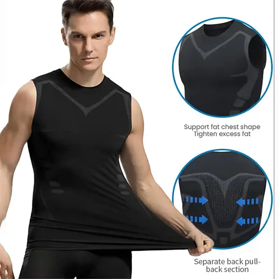 New Summer Fitness Compression Shirt For Men Shaping Sleeveless Therapy Vest Male Ice-Silk Compression Tank Tops Body Shapewear