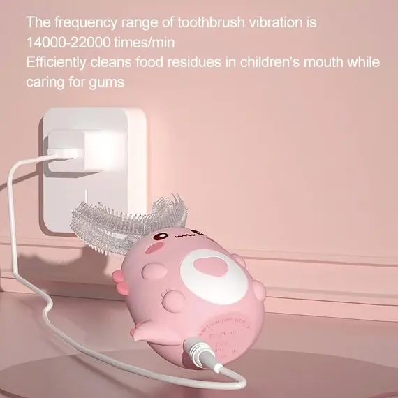 Children U-shaped Electric Toothbrush 360 Degrees Smart Cartoon Kids silicone Toothbrush Automatic Rechargeable Sonic Toothbrush