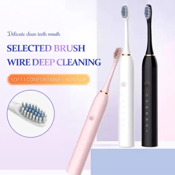 Electric Ultrasonic Toothbrush Six Speed Mode Home Soft Hair USB Charging Waterproof Adult Tooth Cleaner Automatic Couple Set-