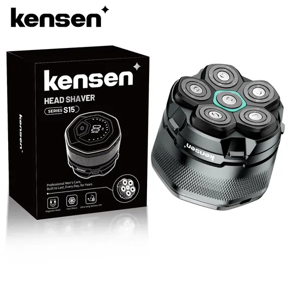 KENSEN Electric Head Shavers for Bald Men 6D Magnetic Razor Beard Trimmer USB Rechargeable LED Display Waterproof Beard Shavers