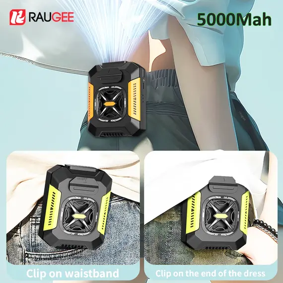 5000Mah Waist Fan Portable Hanging Neck Fan Wearable Shirt Fan With 3 Speed Personal Cool Clip Belt Fan For Outdoor Travel