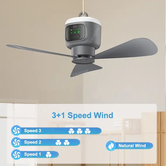 12000mAh Ceiling Fans Portable Camping Fan Tent Air Circulator Cooler Outdoor Rechargeable Electric Fan LED Light Remote Control