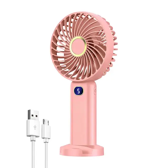 Portable Handheld Fan USB Rechargeable Mini Fan Digital Display 5-Speed Adjustment Suitable For Travel Outdoor Office Home