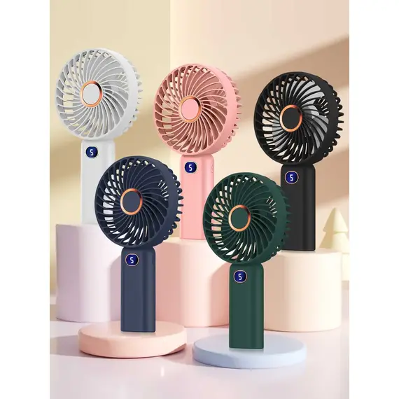 Portable Handheld Fan USB Rechargeable Mini Fan Digital Display 5-Speed Adjustment Suitable For Travel Outdoor Office Home