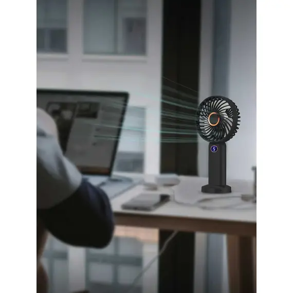 Portable Handheld Fan USB Rechargeable Mini Fan Digital Display 5-Speed Adjustment Suitable For Travel Outdoor Office Home