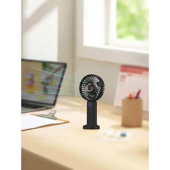 Portable Handheld Fan USB Rechargeable Mini Fan Digital Display 5-Speed Adjustment Suitable For Travel Outdoor Office Home