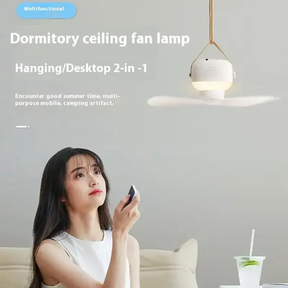 Portable Ceiling Fans Outdoor Camping Fan Tent Ventilator Cooler Rechargeable Electric Fan Remote Control LED Lighting