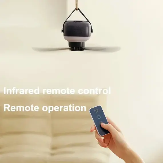 Portable Ceiling Fans Outdoor Camping Fan Tent Ventilator Cooler Rechargeable Electric Fan Remote Control LED Lighting