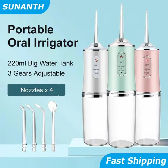 Portable Smart Electric Oral Irrigator 4 Jets 3 Modes USB Rechargeable Cordless Water Flosser Jet Irrigator Dental Teeth Cleaner