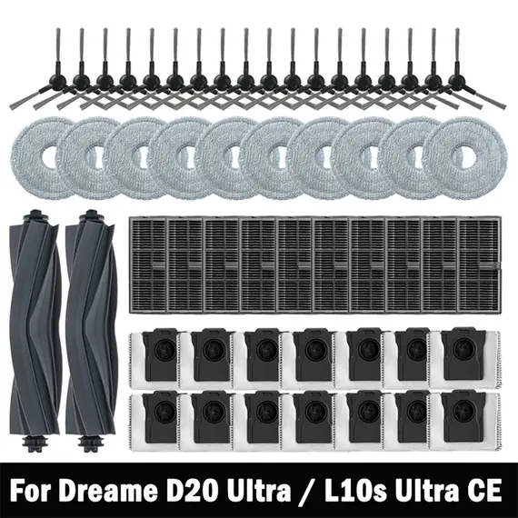 For Dreame D20 Ultra / L10s Ultra CE Robot Vacuum Cleaner Accessories Main Side Brush Mop Cloth Hepa Filter Dust Bag Spare Parts