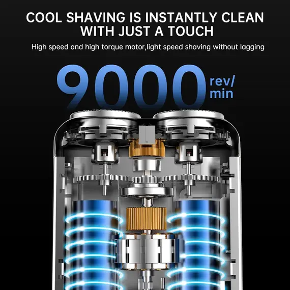 9000RPM High Speed Premium Portable Mini Shaver Dual Head Waterproof Type-C Rechargeable Shaver  IPX7 Waterproof Travel Razor