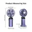 Mini Portable Handheld Fan Foldable Neck Hanging Fans 5 Speed USB Rechargeable Fan with Phone Stand and Display Screen 1800mAh