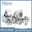 10pcs/lot M2 M2.5 M3 M3.5 M4 M5 M6 M8 M10 304 Stainless Steel Hex Hexagon Nuts