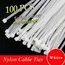 Cable Ties Self Locking Nylon Cable Zip Ties 100pcs Plastic Colored Cable Zip Tie Wrap Bundle Ties White