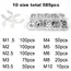 585/1005pcs E Clip Snap Circlip Washer Assortment Kit Box M1.2-M15 Black 65 Mn 304 Stainless Steel External Retaining Ring Set