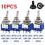 10pcs MTS-102 103 MTS-202 203 Toggle Switch 6A 125VAC On SPDT 6mm Mini Switch DPDT Off Waterproof Cap