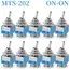 10pcs MTS-102 103 MTS-202 203 Toggle Switch 6A 125VAC On SPDT 6mm Mini Switch DPDT Off Waterproof Cap